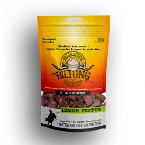 Gazza Downs Lemon Pepper Biltong made with premium Australia beef