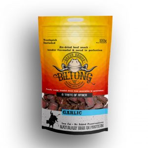Gazza Downs Garlic Biltong made with premium Australia beef